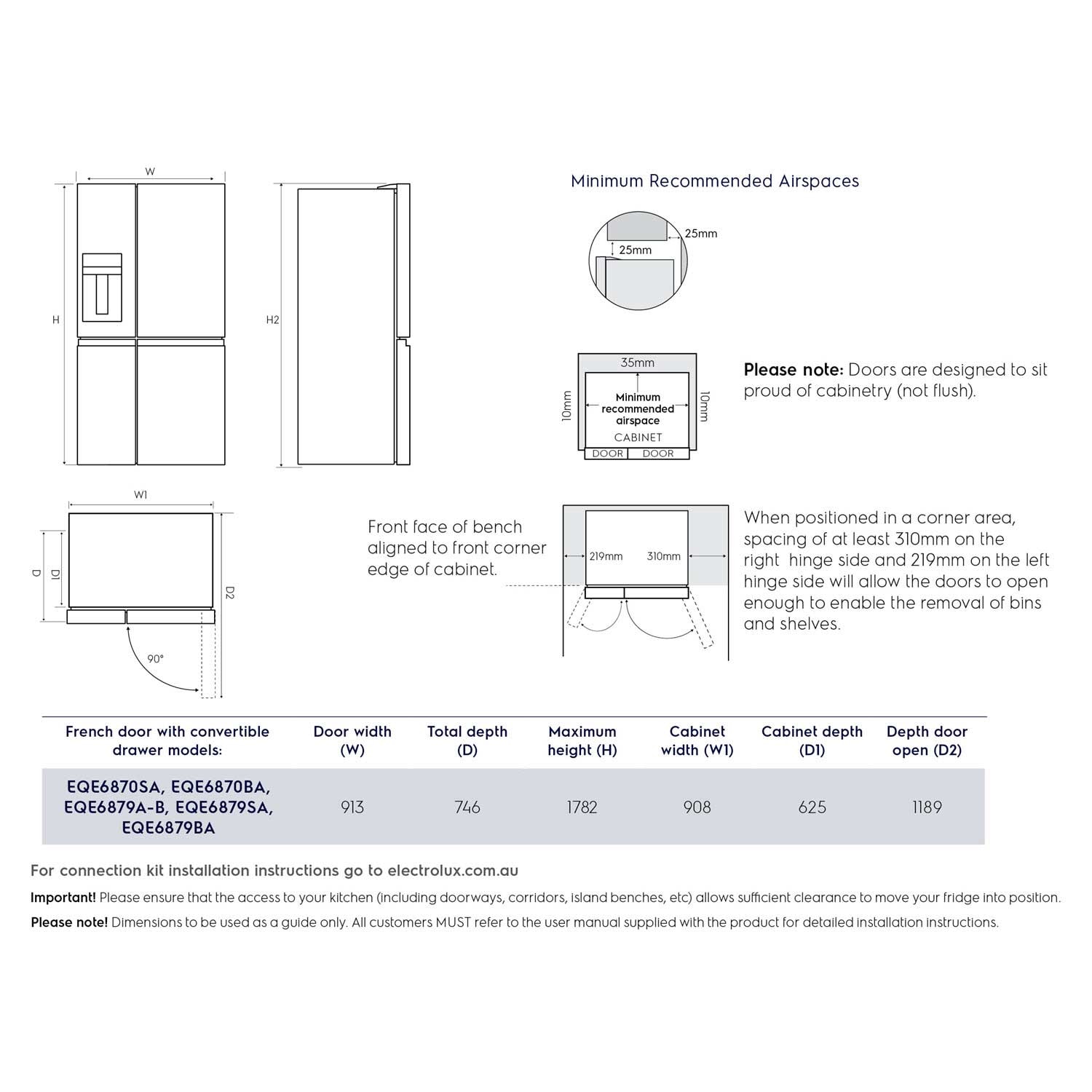 680L UltimateTaste 900 French Door Fridge - EQE6879A-B | Electrolux India